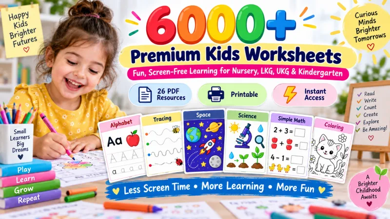 6000+ Premium Kids Worksheets Bundle — book cover